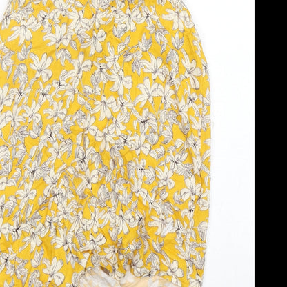 F&F Womens Yellow Floral  Basic Tank Size 6 V-Neck