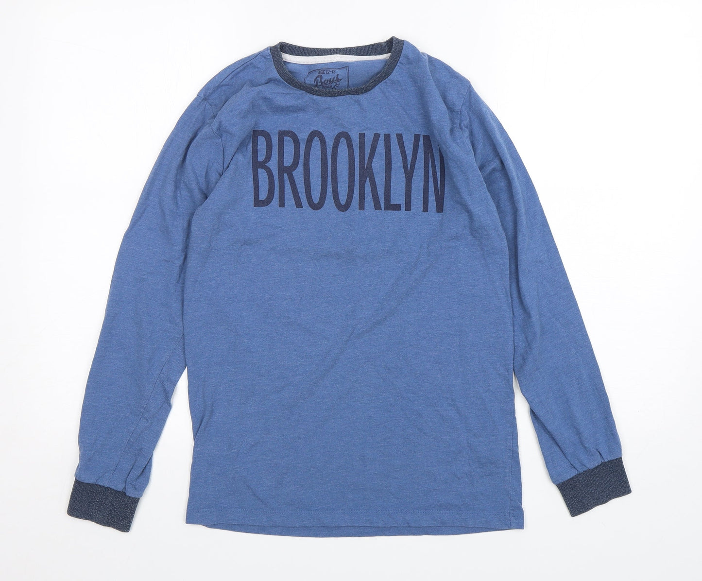 Matalan Boys Blue  Cotton Basic T-Shirt Size 12-13 Years Round Neck