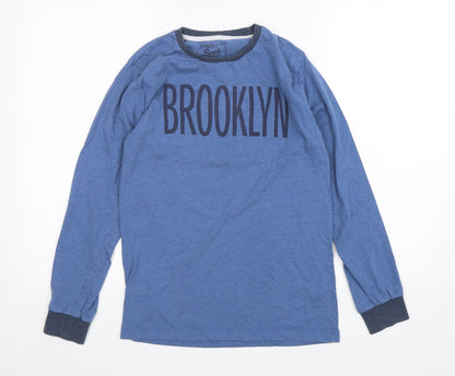 Matalan Boys Blue  Cotton Basic T-Shirt Size 12-13 Years Round Neck