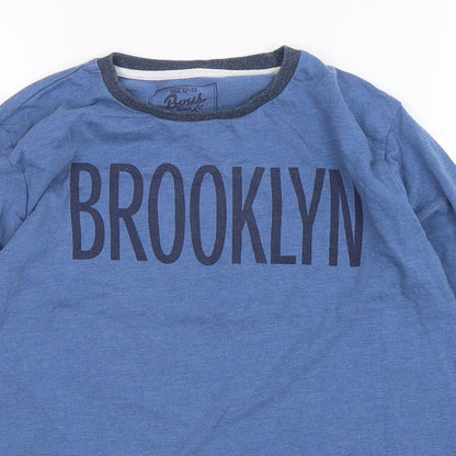 Matalan Boys Blue  Cotton Basic T-Shirt Size 12-13 Years Round Neck