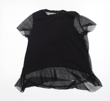 Womens UK Size 10 River Island Black Basic T-Shirt