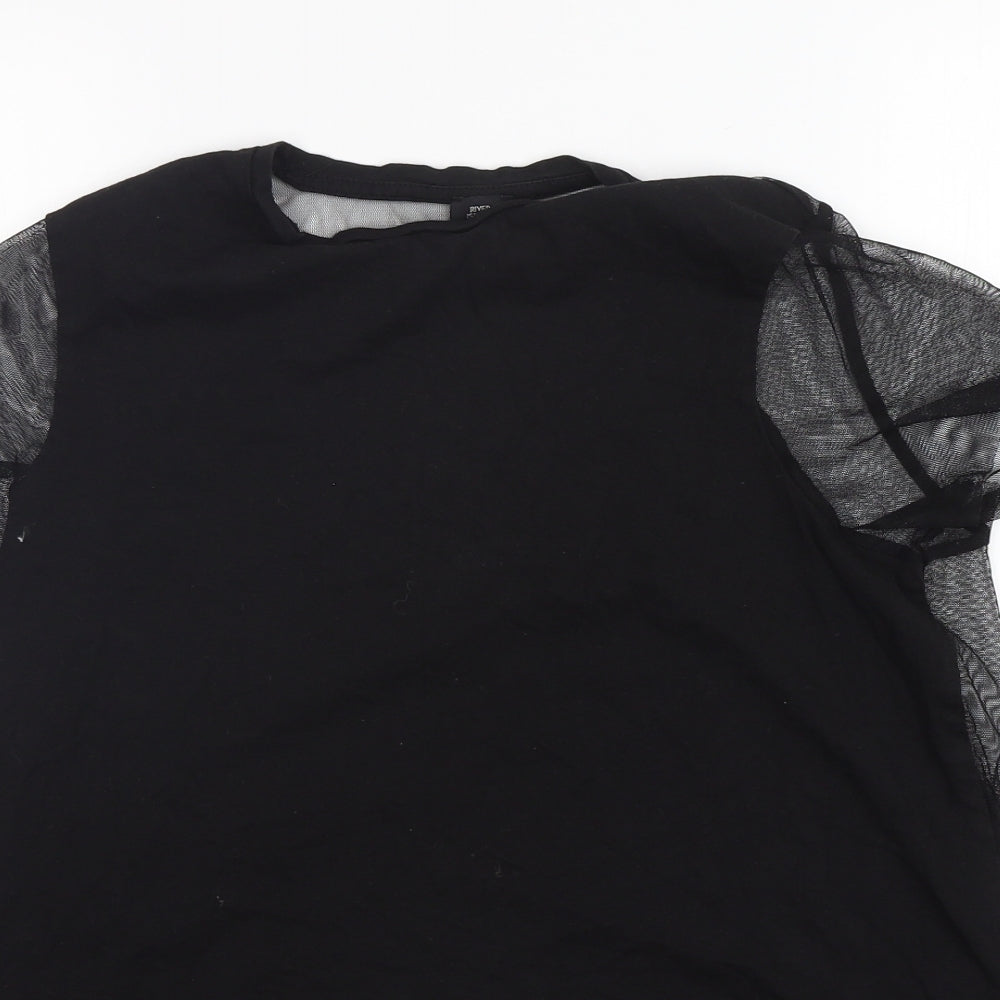 Womens UK Size 10 River Island Black Basic T-Shirt
