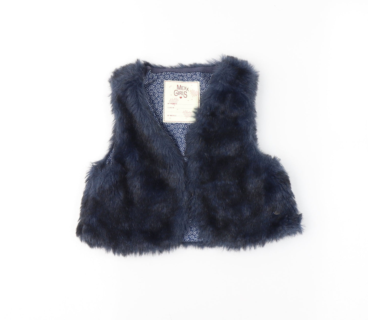 Mexx Girls Blue   Gilet Waistcoat Size L  Hook & Eye - Fur Waistcoat