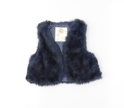 Mexx Girls Blue   Gilet Waistcoat Size L  Hook & Eye - Fur Waistcoat