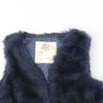 Mexx Girls Blue   Gilet Waistcoat Size L  Hook & Eye - Fur Waistcoat