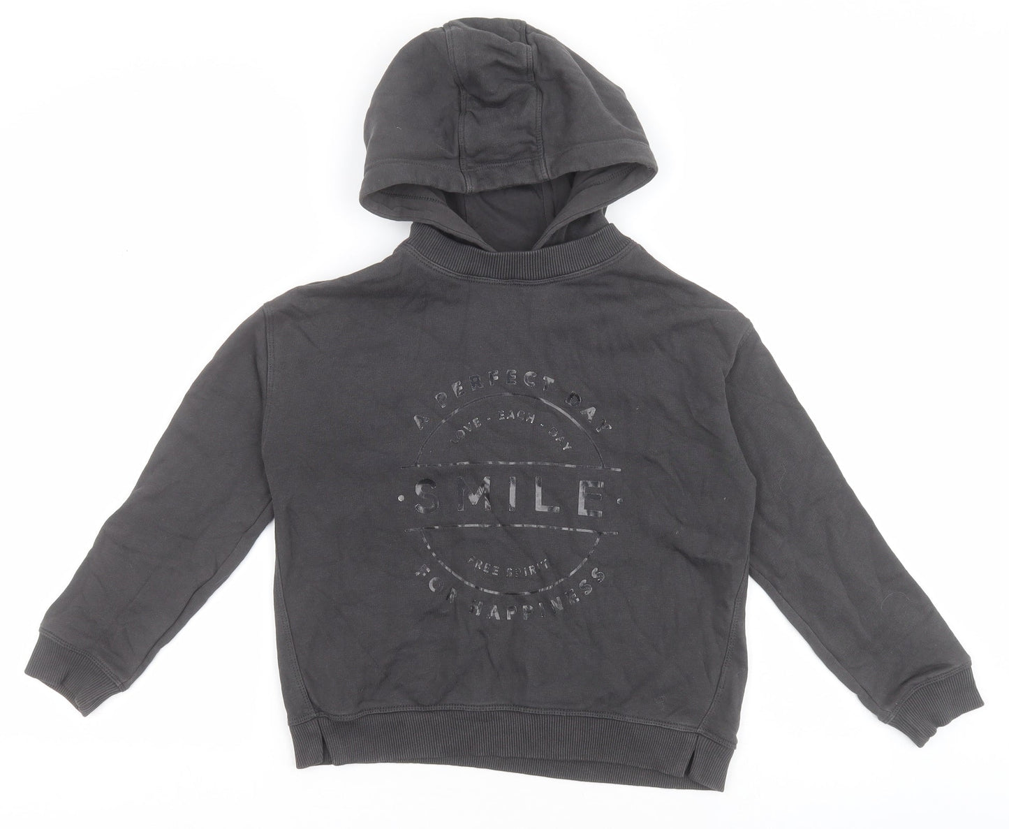 NEXT Girls Black  100% Cotton Pullover Hoodie Size 8 Years   - Free Spirit