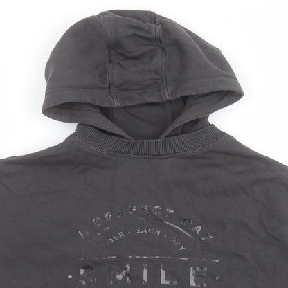 NEXT Girls Black  100% Cotton Pullover Hoodie Size 8 Years   - Free Spirit