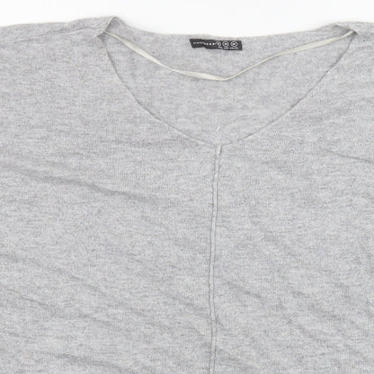 Primark Womens Grey V-Neck  Viscose Pullover Jumper Size M