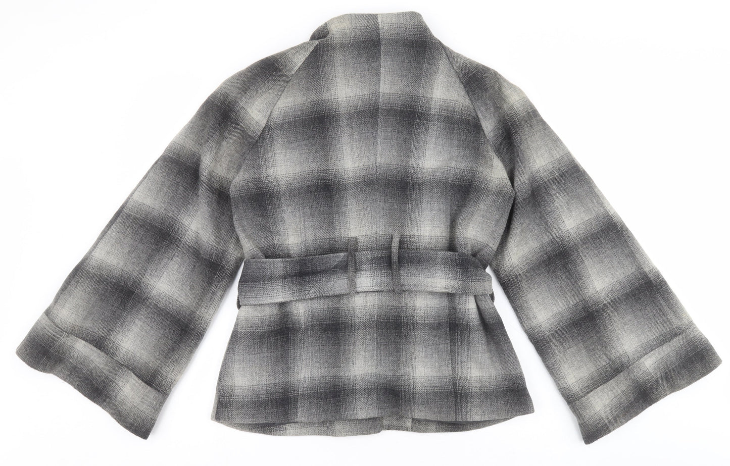 Et vous Womens Grey Check  Overcoat Coat Size 12   - Belted