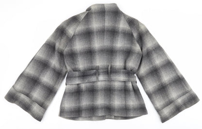 Et vous Womens Grey Check  Overcoat Coat Size 12   - Belted