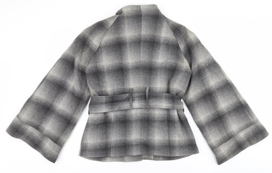Et vous Womens Grey Check  Overcoat Coat Size 12   - Belted