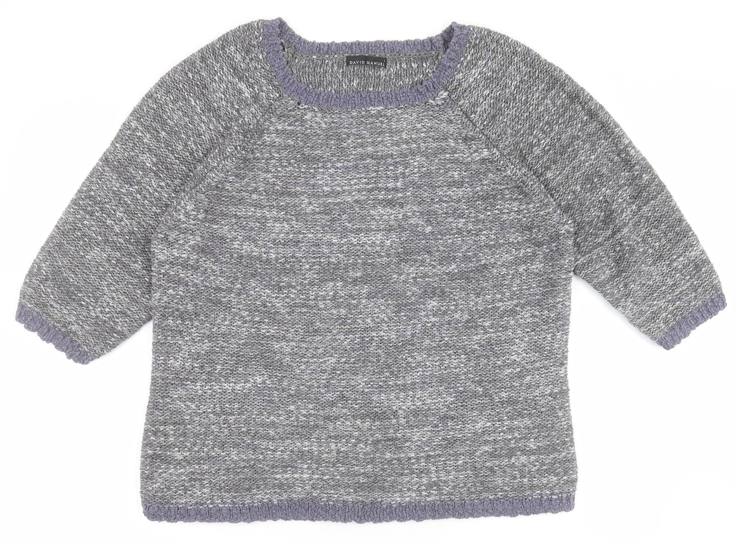 David Emanuel Womens Grey Round Neck  Acrylic Pullover Jumper Size L