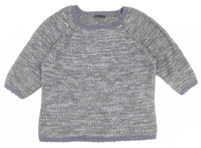 David Emanuel Womens Grey Round Neck  Acrylic Pullover Jumper Size L