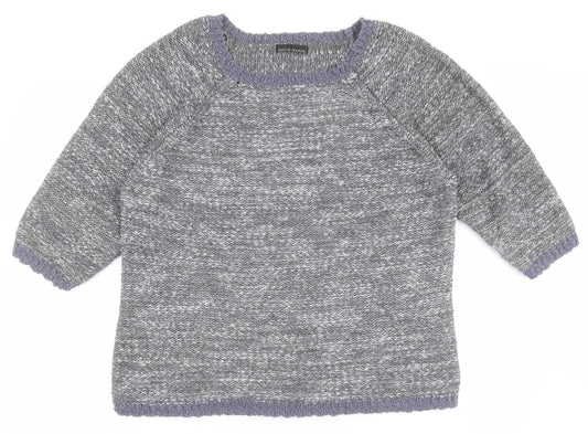 David Emanuel Womens Grey Round Neck  Acrylic Pullover Jumper Size L