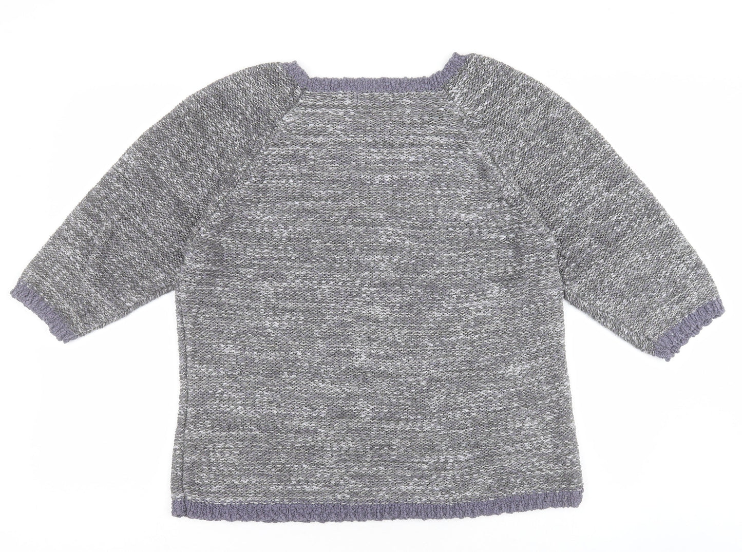 David Emanuel Womens Grey Round Neck  Acrylic Pullover Jumper Size L