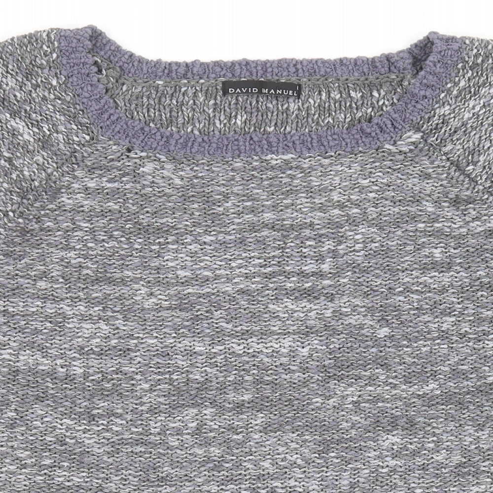 David Emanuel Womens Grey Round Neck  Acrylic Pullover Jumper Size L