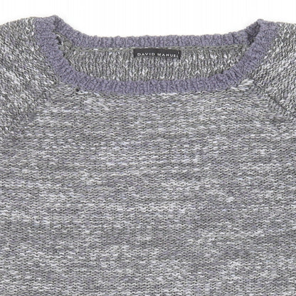 David Emanuel Womens Grey Round Neck  Acrylic Pullover Jumper Size L