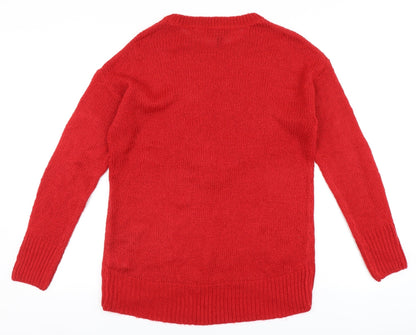 Womens UK Size S New Look Red Pullover Jumper
