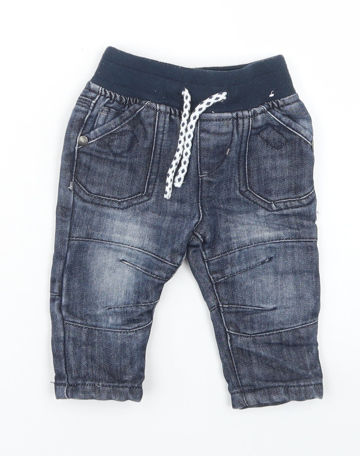 Denim Co Boys Blue  Cotton Cargo Jeans Size 3-6 Months  Drawstring