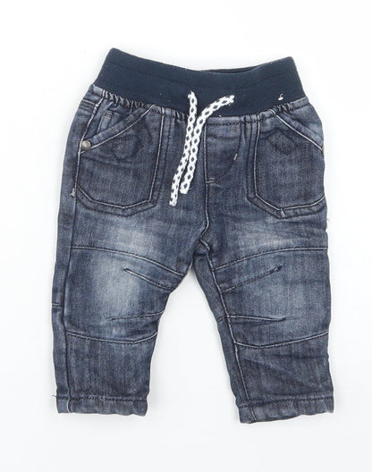 Denim Co Boys Blue  Cotton Cargo Jeans Size 3-6 Months  Drawstring