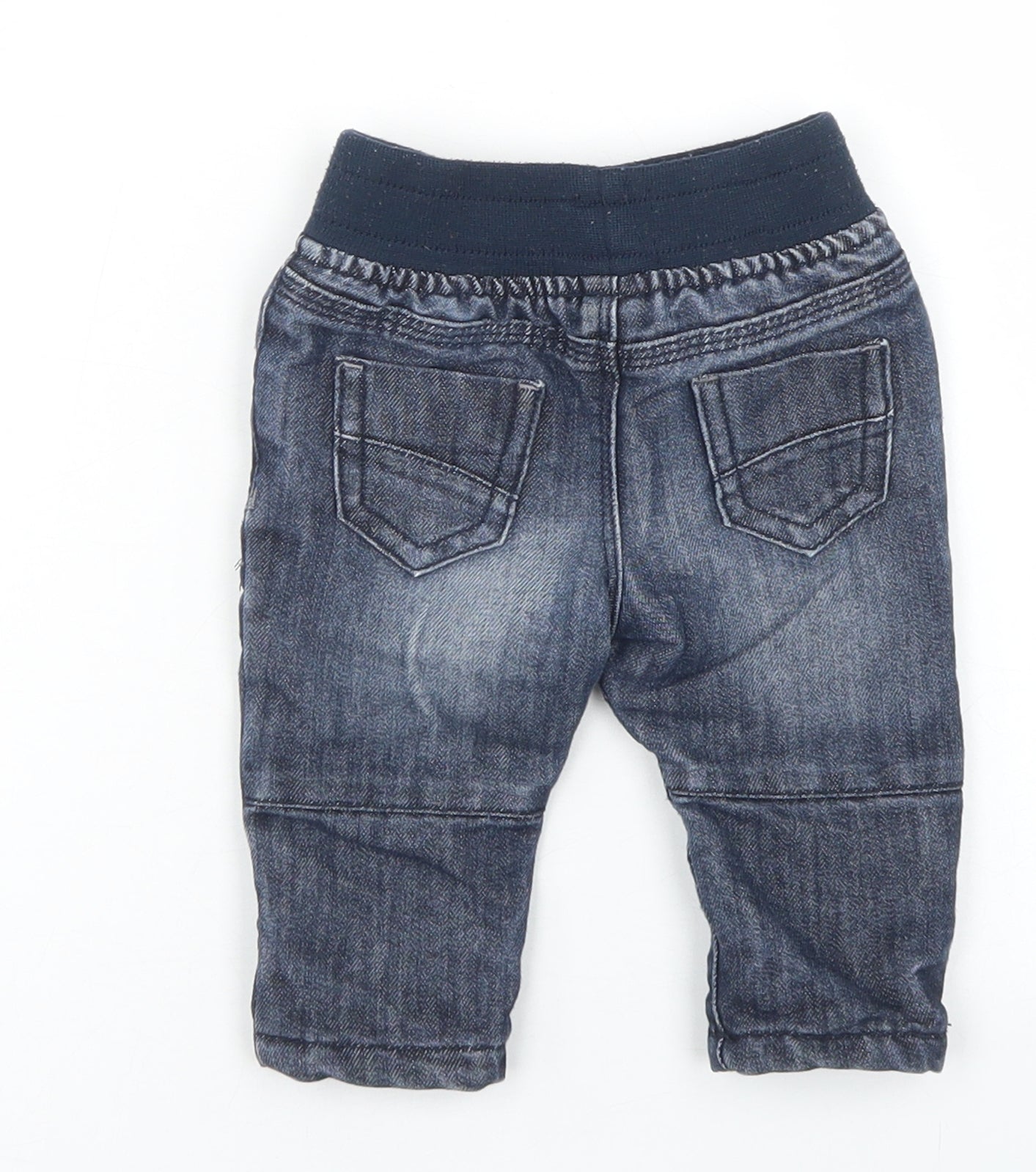 Denim Co Boys Blue  Cotton Cargo Jeans Size 3-6 Months  Drawstring