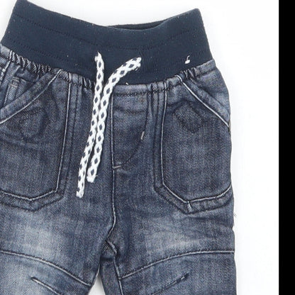 Denim Co Boys Blue  Cotton Cargo Jeans Size 3-6 Months  Drawstring