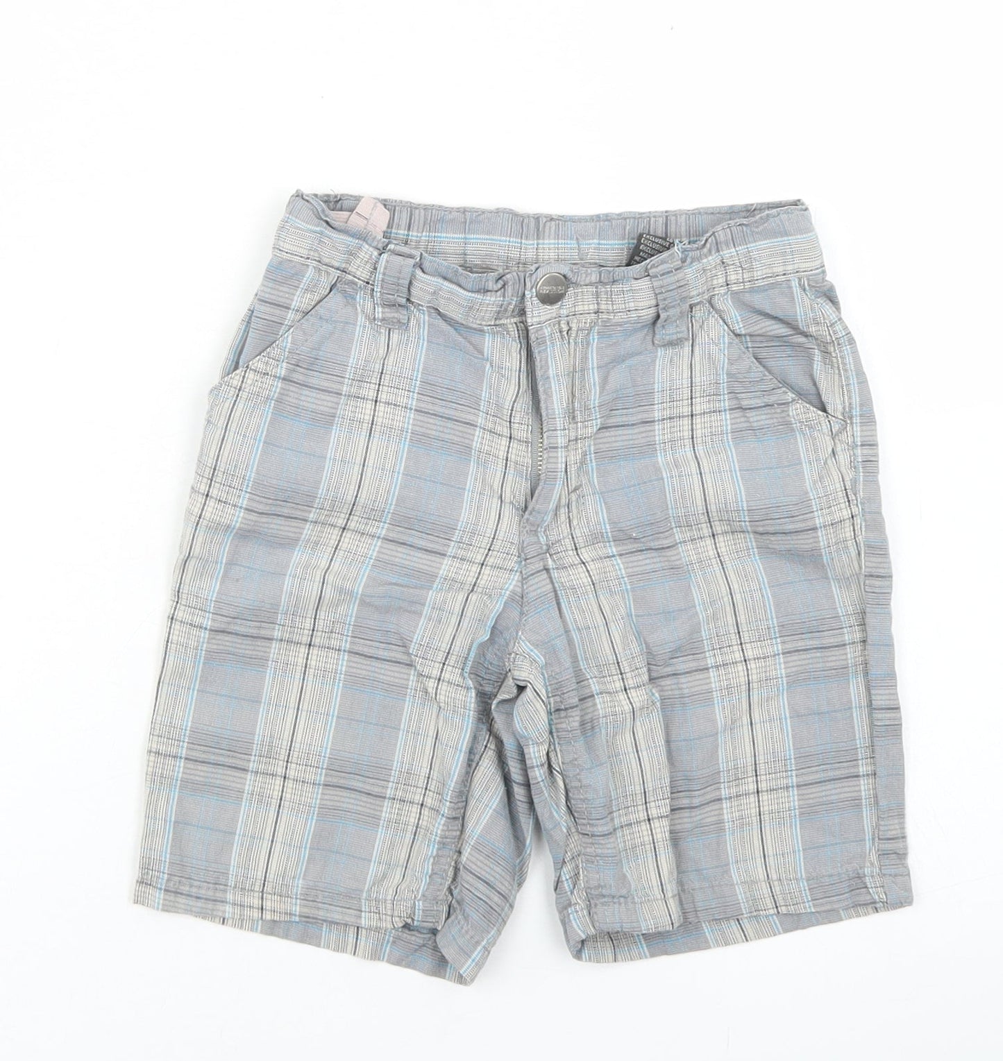 Kenneth Cole Reaction Boys Blue Plaid Cotton Chino Shorts Size 2 Years  Regular Snap