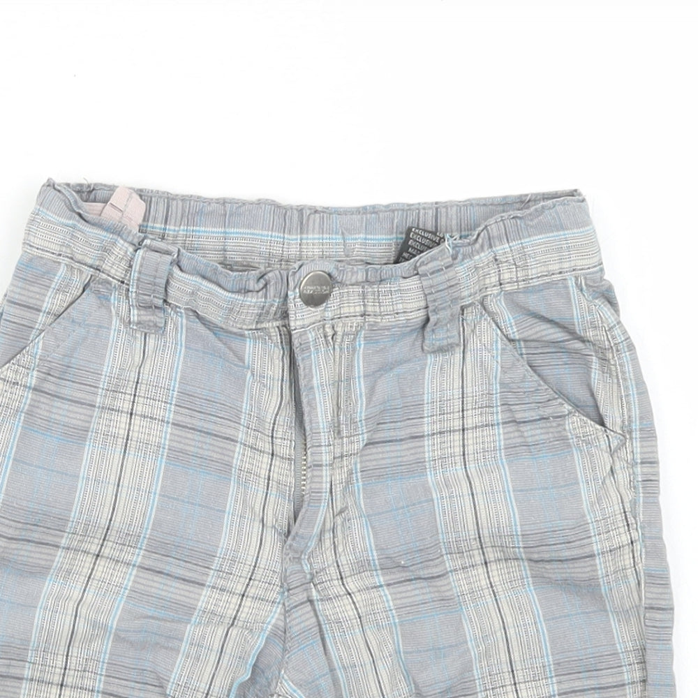 Kenneth Cole Reaction Boys Blue Plaid Cotton Chino Shorts Size 2 Years  Regular Snap