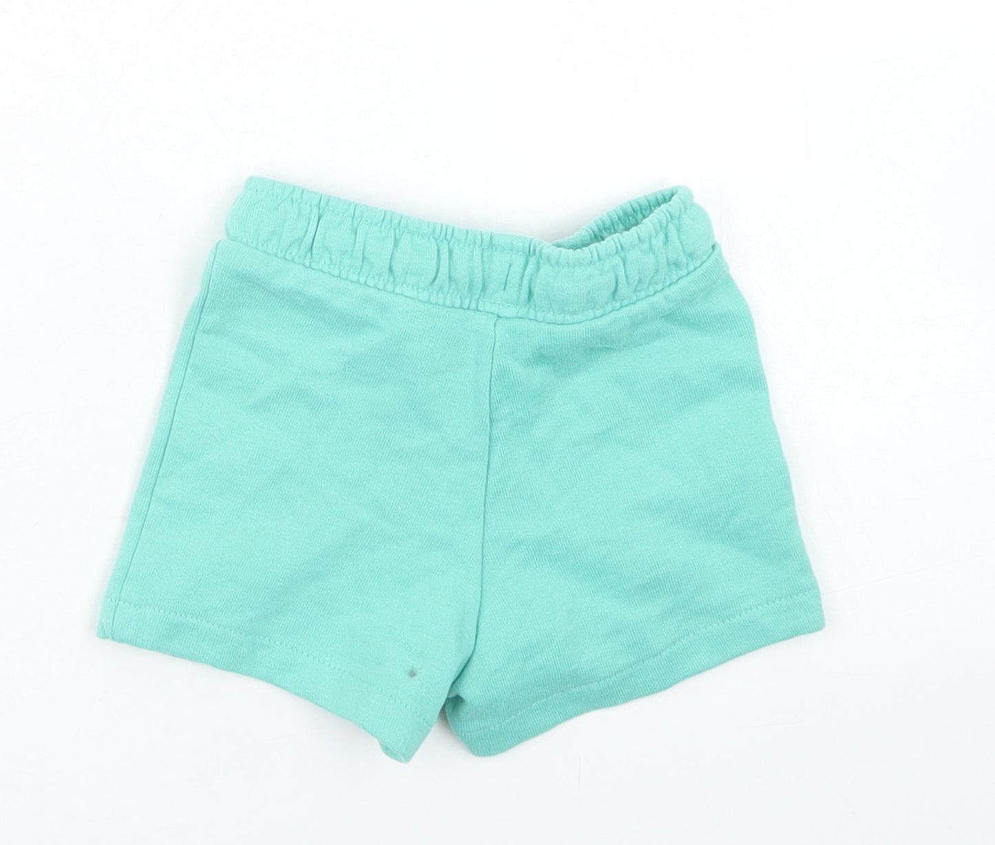 M&S Girls Blue  Cotton Cropped Trousers Size 3-6 Months  Drawstring - Shorts