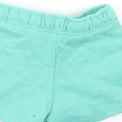 M&S Girls Blue  Cotton Cropped Trousers Size 3-6 Months  Drawstring - Shorts