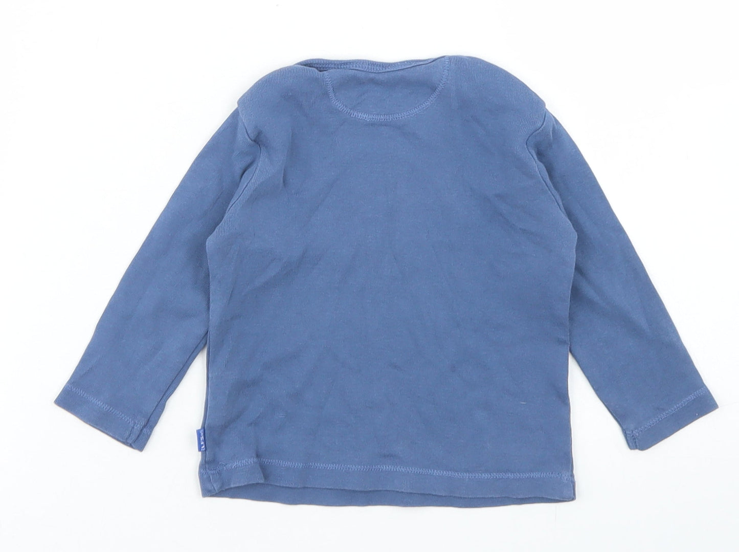Imps & Elfs Boys Blue  Cotton Basic T-Shirt Size 6-9 Months Crew Neck
