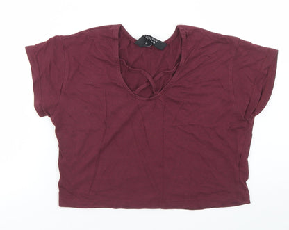 915 Generation Girls Purple  Cotton Cropped T-Shirt Size 9 Years Scoop Neck