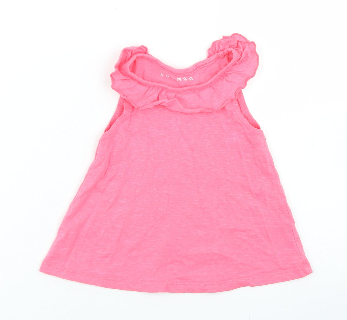 Nutmeg Girls Pink  Cotton Basic Tank Size 12-18 Months Crew Neck
