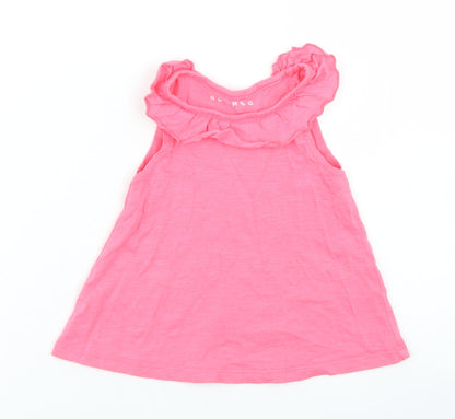 Nutmeg Girls Pink  Cotton Basic Tank Size 12-18 Months Crew Neck