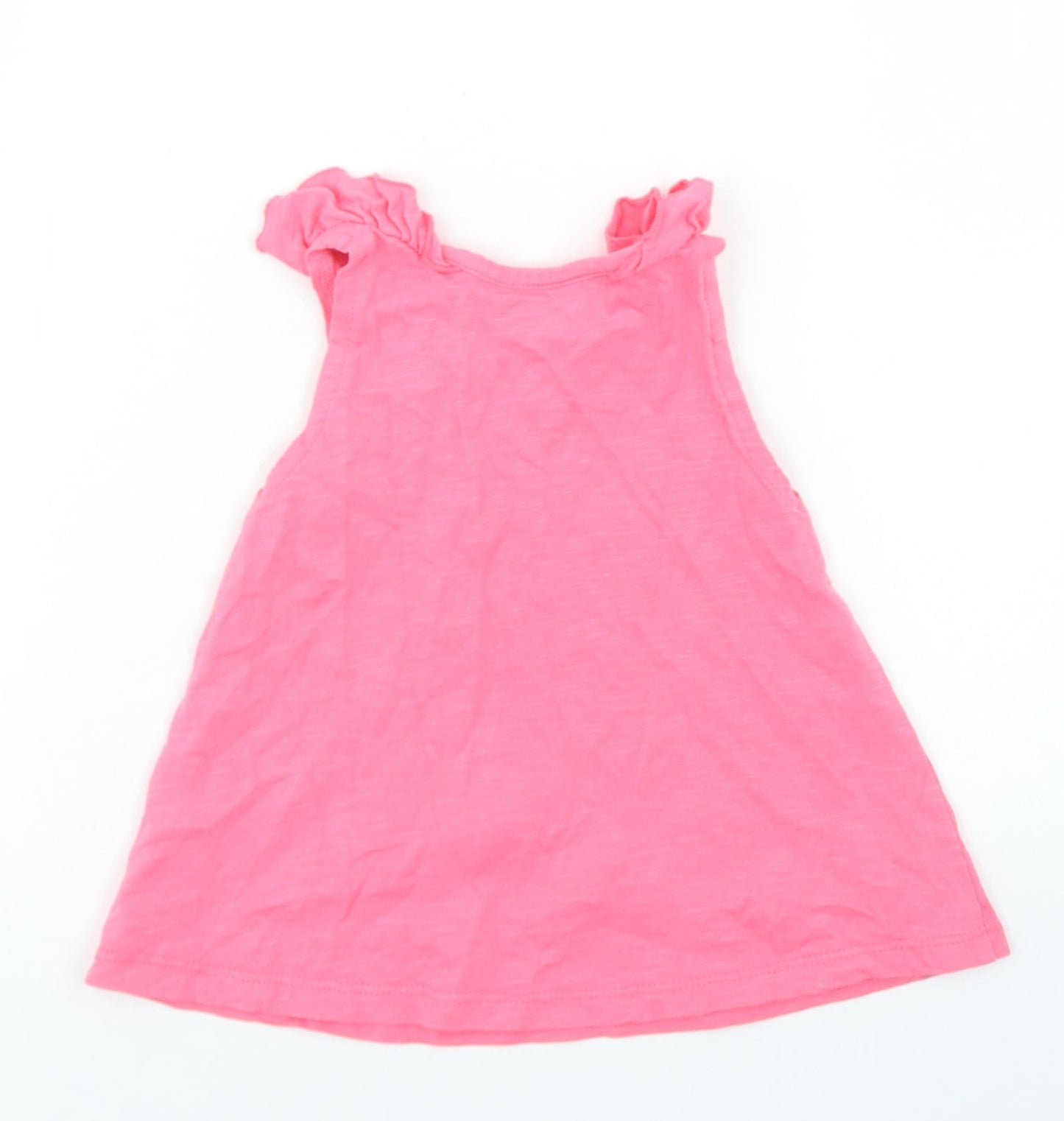 Nutmeg Girls Pink  Cotton Basic Tank Size 12-18 Months Crew Neck