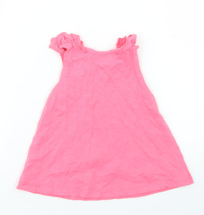 Nutmeg Girls Pink  Cotton Basic Tank Size 12-18 Months Crew Neck