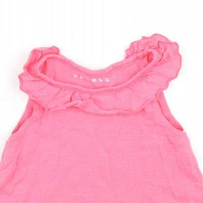 Nutmeg Girls Pink  Cotton Basic Tank Size 12-18 Months Crew Neck