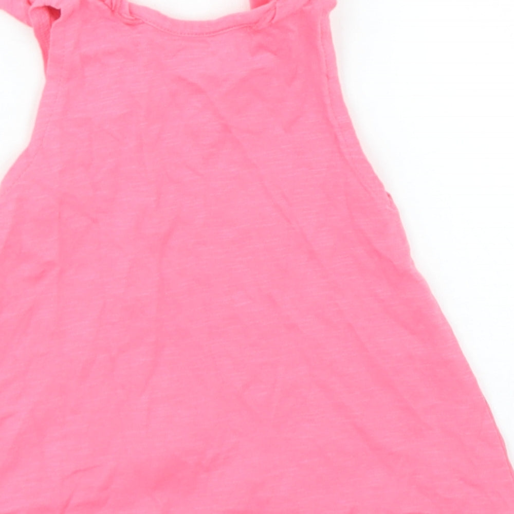 Nutmeg Girls Pink  Cotton Basic Tank Size 12-18 Months Crew Neck