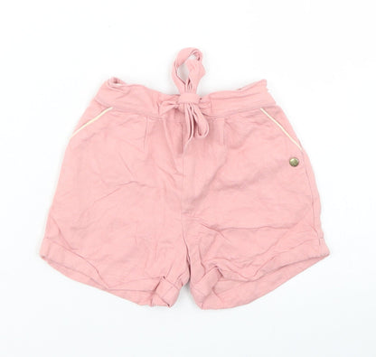 M&S Girls Pink  Viscose Cropped Trousers Size 9-12 Months  Tie