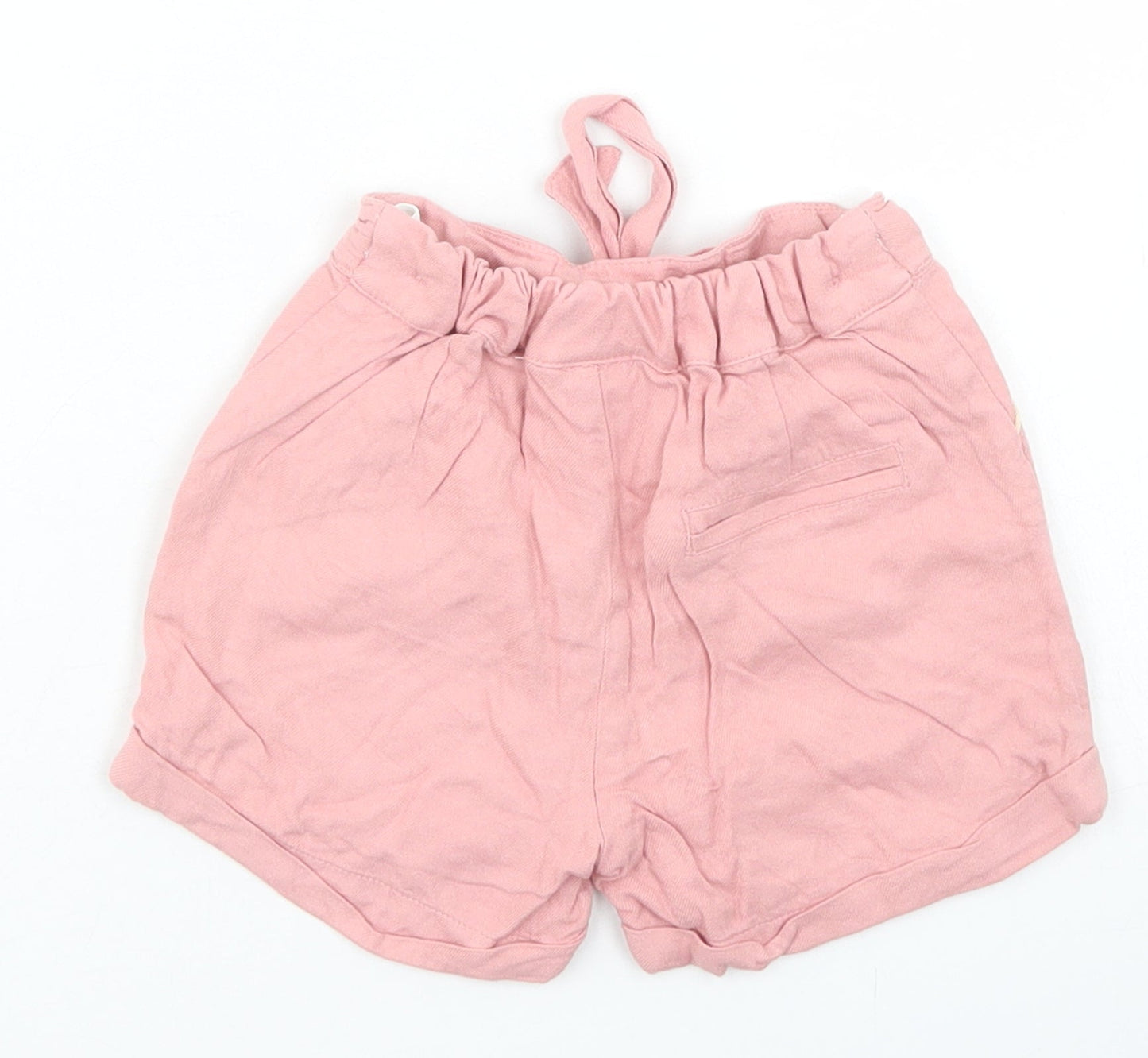 M&S Girls Pink  Viscose Cropped Trousers Size 9-12 Months  Tie