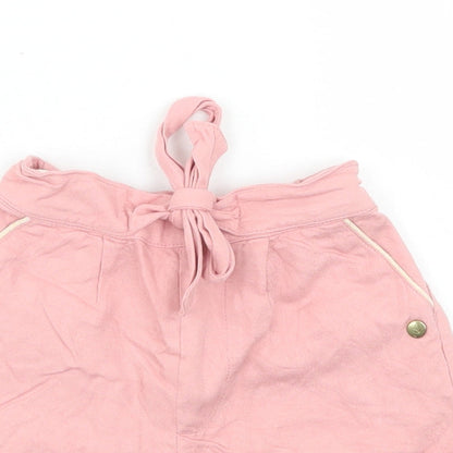 M&S Girls Pink  Viscose Cropped Trousers Size 9-12 Months  Tie