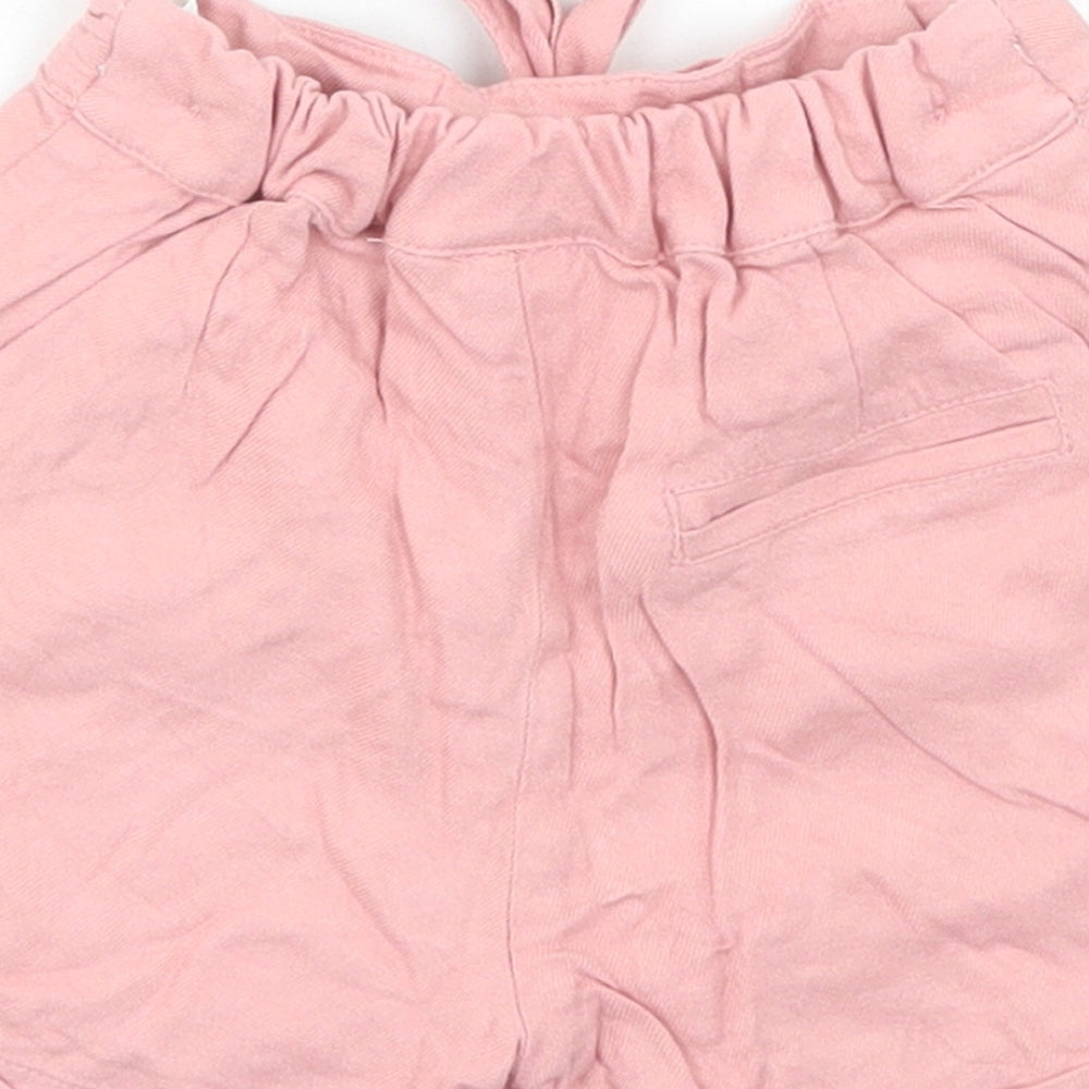 M&S Girls Pink  Viscose Cropped Trousers Size 9-12 Months  Tie