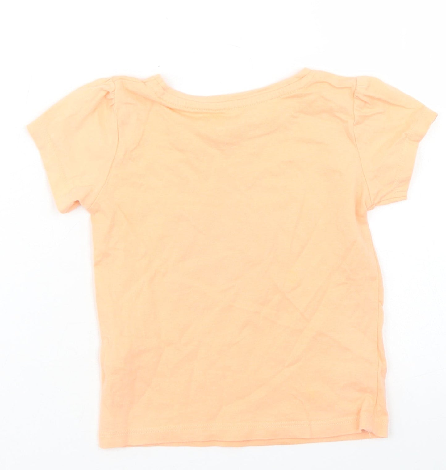Primark Girls Orange  Cotton Basic T-Shirt Size 12-18 Months Crew Neck