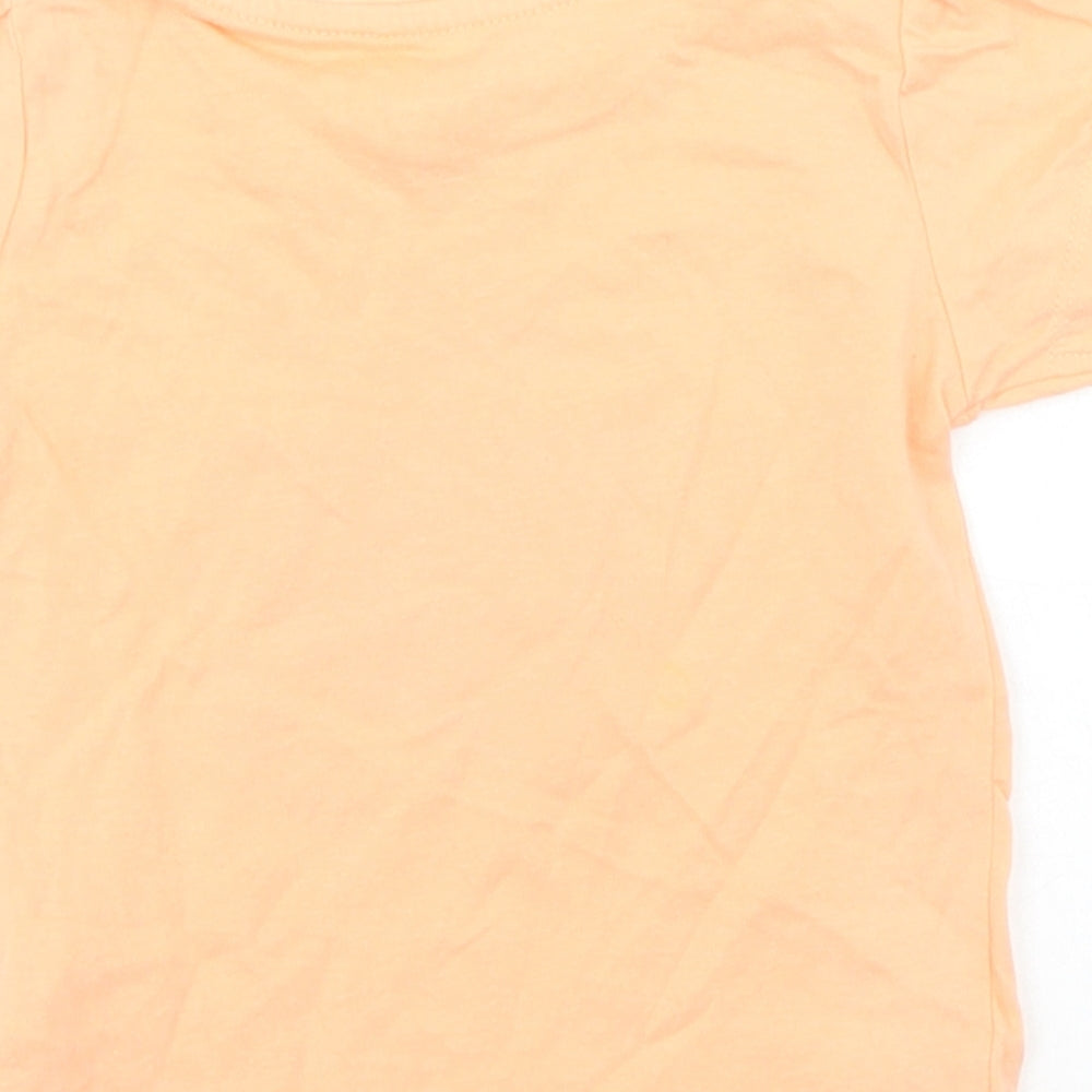 Primark Girls Orange  Cotton Basic T-Shirt Size 12-18 Months Crew Neck