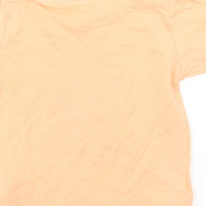 Primark Girls Orange  Cotton Basic T-Shirt Size 12-18 Months Crew Neck