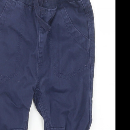 George Boys Blue  Cotton Cargo Trousers Size 3-6 Months  Drawstring