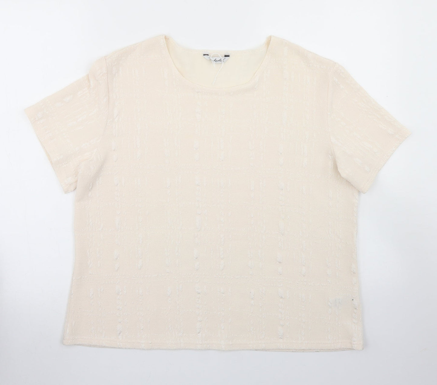 Berkertex Womens Ivory  Polyester Basic T-Shirt Size 18 Crew Neck