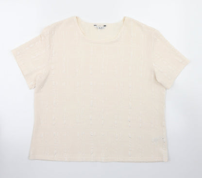 Berkertex Womens Ivory  Polyester Basic T-Shirt Size 18 Crew Neck