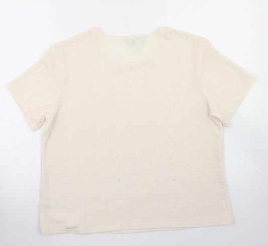 Berkertex Womens Ivory  Polyester Basic T-Shirt Size 18 Crew Neck