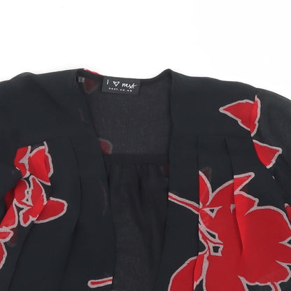 NEXT Girls Black Floral Polyester Kimono Blouse Size 4 Years Round Neck